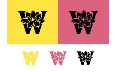 Lettera W con logo del fiore di loto.