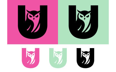 Uggla-logotypdesign på u-bokstav för varumärkesbyggande.