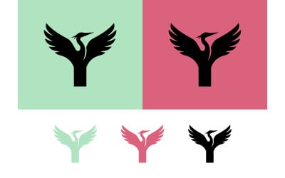 Logo con lettera Y e fenice, design grafico dell&amp;#39;uccello.
