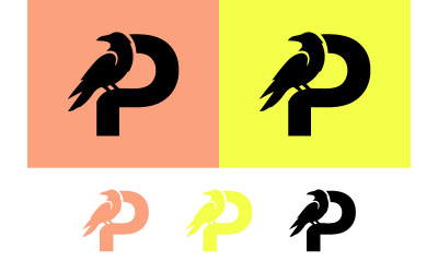 Raven-logoontwerp op de letter P voor branding.