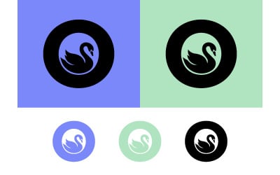 Logo a cerchio con cigno, design grafico animale.