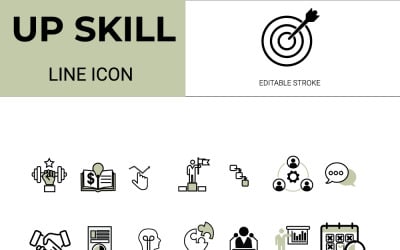 Upskill üzleti oktatás vonal ikon készlet vektor