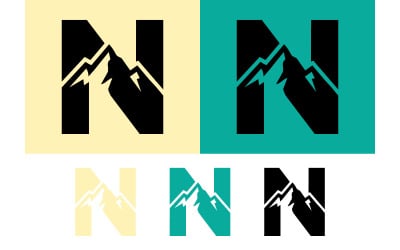 Concept de logo de la lettre n de Black Mountain.