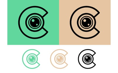 Logoontwerp met de letter C voor cameralenzen.