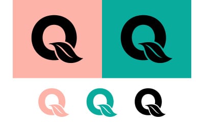Lettera q con decorazione a forma di foglia.