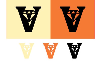Monogramme en forme de V avec logo emblème en forme de diamant.