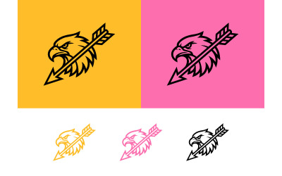 Logo-ontwerp met adelaarskop en pijl.