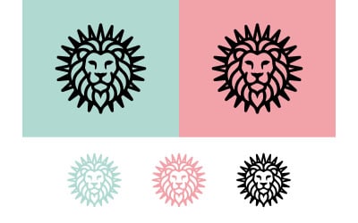 Leeuwengezicht zon logo turquoise roze zwart.