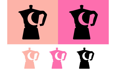 Кавоварка Moka Pot іконки в рожевому та чорному кольорах.