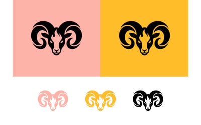 Logo con testa di ariete su sfondo rosa e giallo.