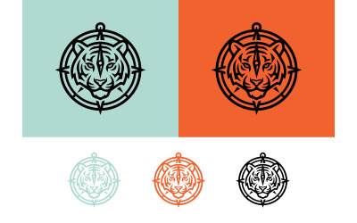 Concept graphique d&amp;#39;emblème de boussole tigre.