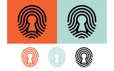 Fingerprint keyhole icon concept security access.