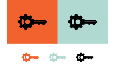 Key gear icon orange light blue black.