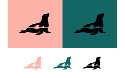 Seal on waves graphic art design.