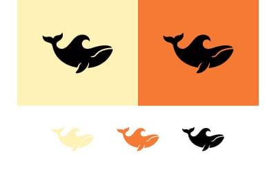 Whale logo light yellow orange background.