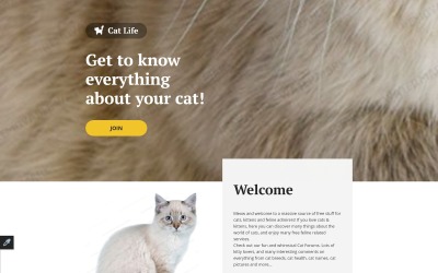 Šablona stránky přistávací stránky reagující na kočky