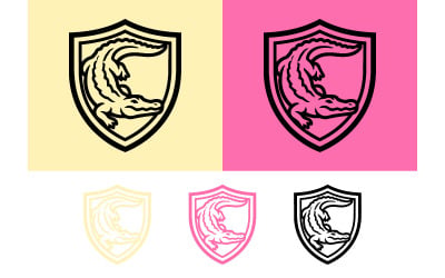 Conception graphique de l&amp;#39;emblème en forme de bouclier d&amp;#39;alligator.