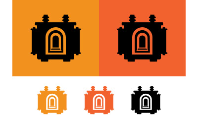 Conception de logo pour l&amp;#39;entrée d&amp;#39;un bâtiment, fond orange.