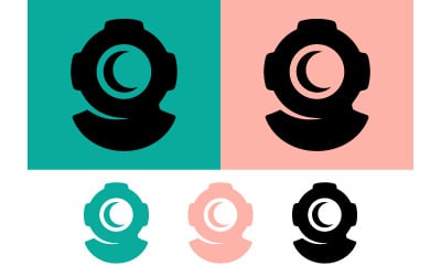 Illustration et logo d&amp;#39;un symbole vintage de casque de plongeur.