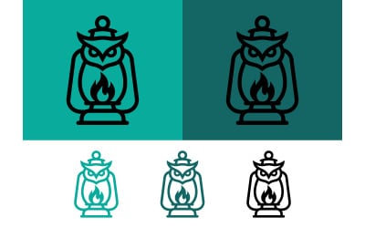 Illustration d&amp;#39;une lanterne en forme de hibou avec une flamme ardente.