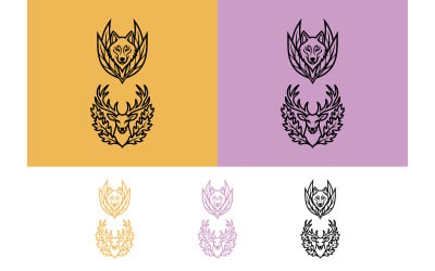 Ressources graphiques isolées de têtes de loup et de cerf.
