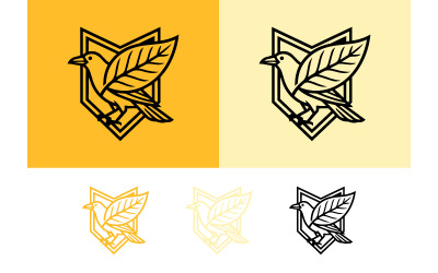 Fågel med löv emblem logotypdesign.