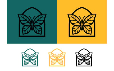 Butterfly logo in arch shape vector art.