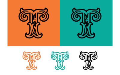 Elegant bokstaven T-monogram på orange bakgrund.