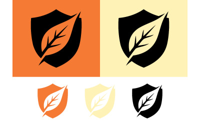 Green leaf in shield logo safety concept.