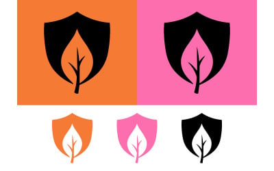 Leaf in shield logo environmental protection concept.