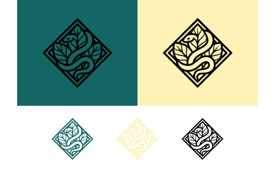 Snake and leaves diamond logo design.