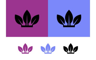 Logotipo com design de coroa de três folhas.