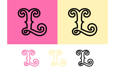Logo/emblema decorativo con monogramma a forma di lettera L.