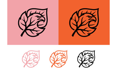 Logo-ontwerpsjabloon met adelaarskop in blad.
