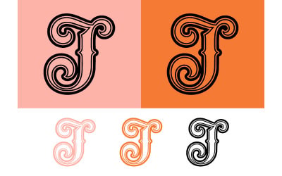 Elegant J brev utsmyckade emblem logotypdesign.