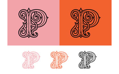 Elegant P brev utsmyckade emblem logotypdesign.