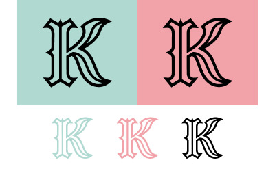 Conception du logo avec la lettre k sur des fonds colorés et leurs variantes.