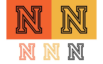Conception de logo en forme de lettre N sur fond orange et jaune.