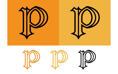 Elementi decorativi ornamentali per il logo con la lettera P.