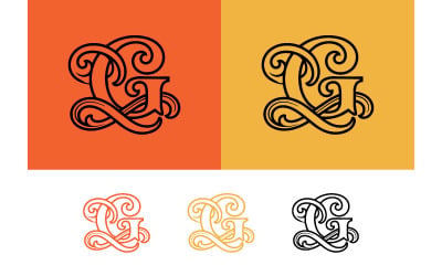 Vintage monogram letter g ornate script emblem.
