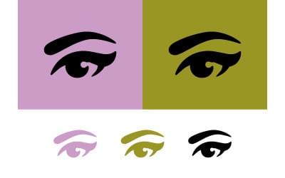 Eye icons in black lilac and olive.