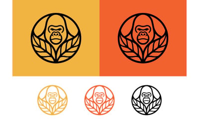 Gorilla face circle logo with leaf accents.