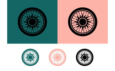 Solhjul svart och rosa grafik.