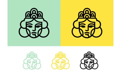 皇后肖像线条画，适用于平面设计。