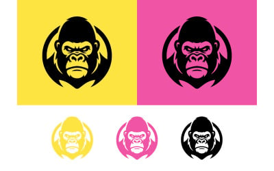 Logo del gorilla nei colori giallo, rosa, nero e bianco.