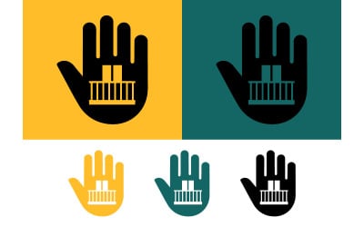 Hand stop sign gesture raised barrier gate symbols.