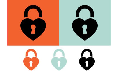 Heart padlock icons in different colors.
