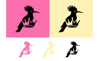 Hoopoe bird with crown logo graphic.