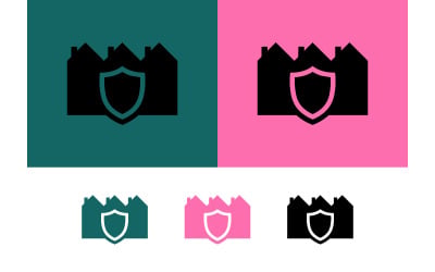 Houses shield security protection real estate symbol.