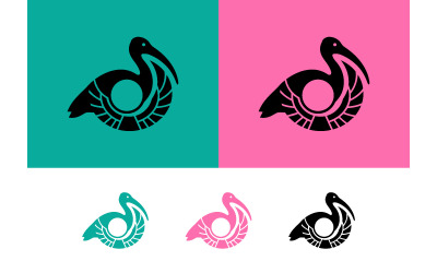 Oiseau ibis avec logo emblème circulaire.